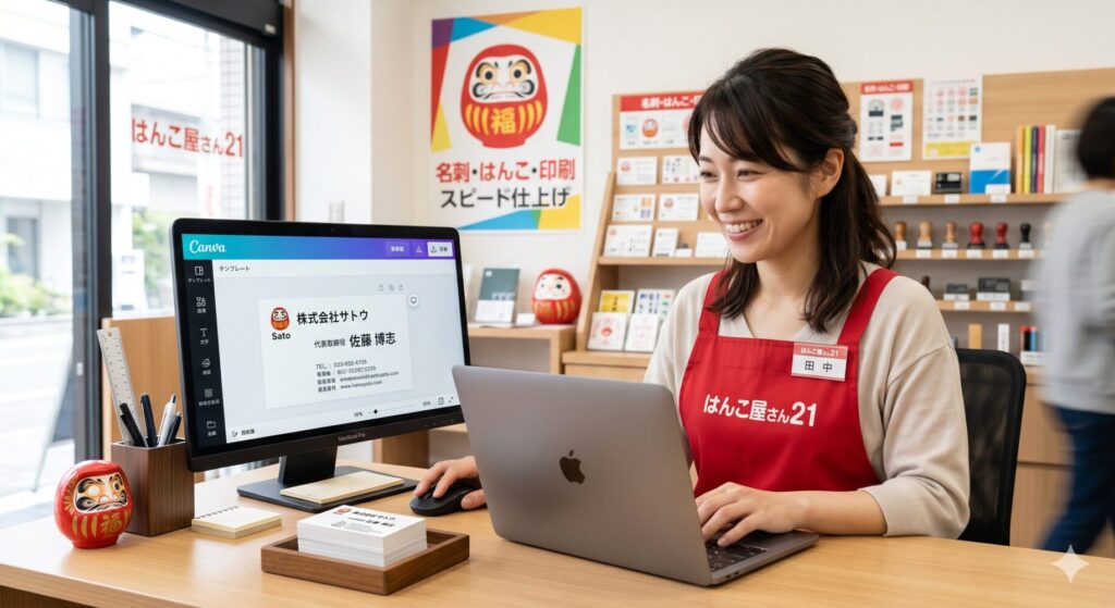 Canvaで名刺作成中！